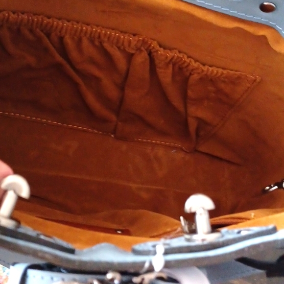 Patricia Nash Rose Tool Collection Arden Tote Crossbody Leather Blue Han… - Picture 8 of 15